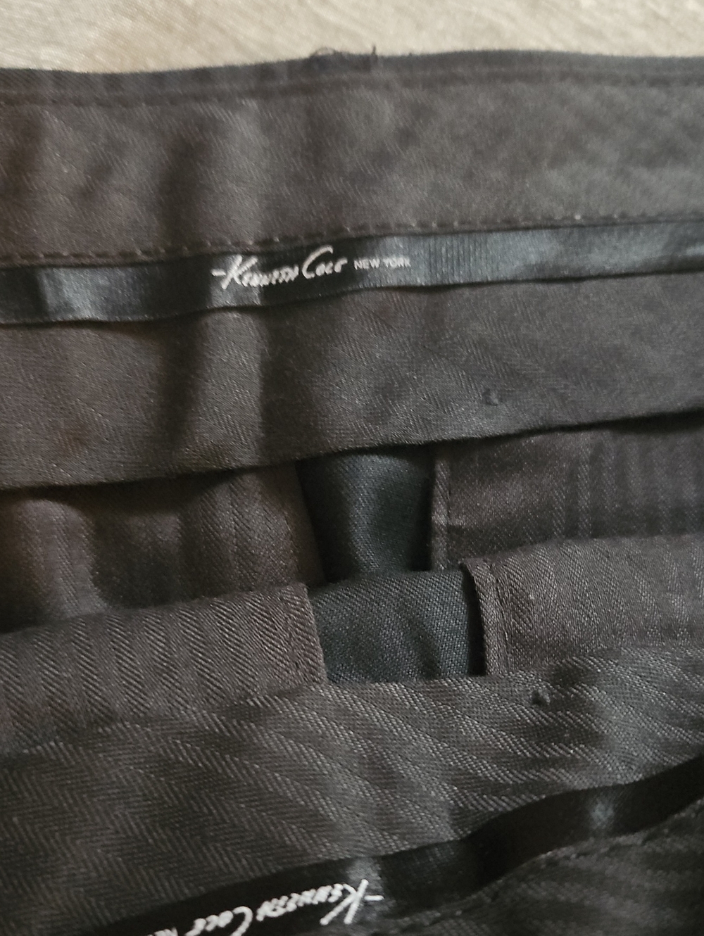 Kenneth Cole Black Dress Pants with Subtle Herringbone Texture